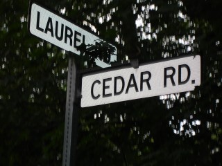 Cedar Rd at Laurel Rd Sign