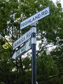 One Way Sign - Jamaica Rd at Highland Rd
