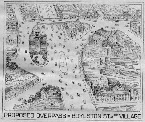 Proposed Overpass in Boylston Street at the Village
