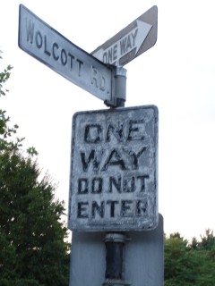 One Way Signs - Wolcott Rd at Newton St